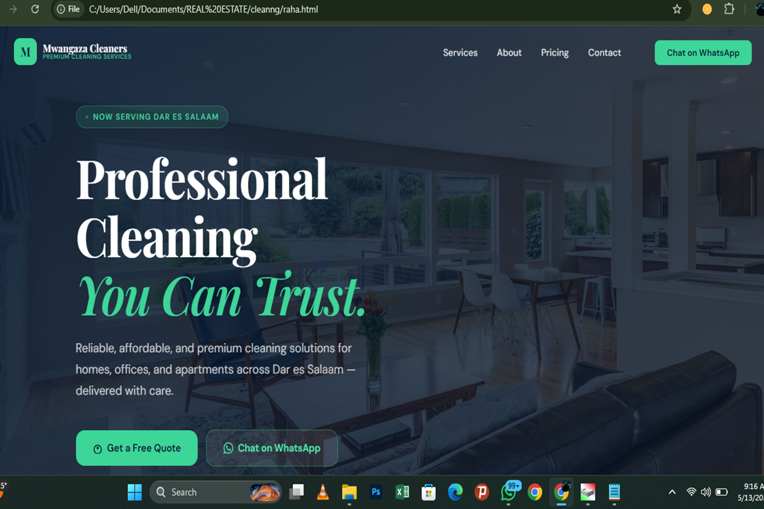 Mwangaza Cleaners Service Platform